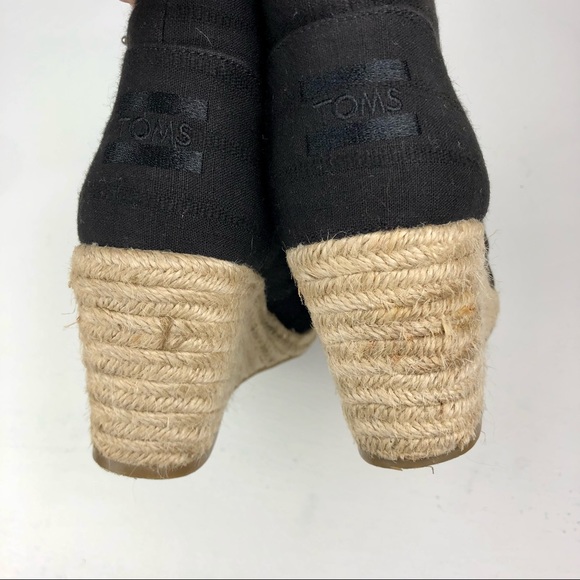 TOMS Desert Wedge Textured Black Linen - Size  6 - Picture 10 of 11